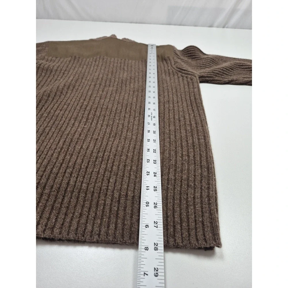 L.L. Bean Commando Sweater Men's Large Brown Merino Wool Full Zip Mock Neck